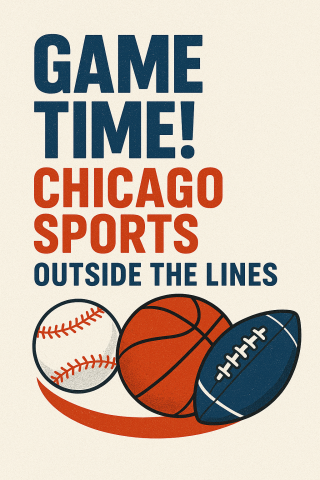 a baseball basketball and football in bears colors with the words game time