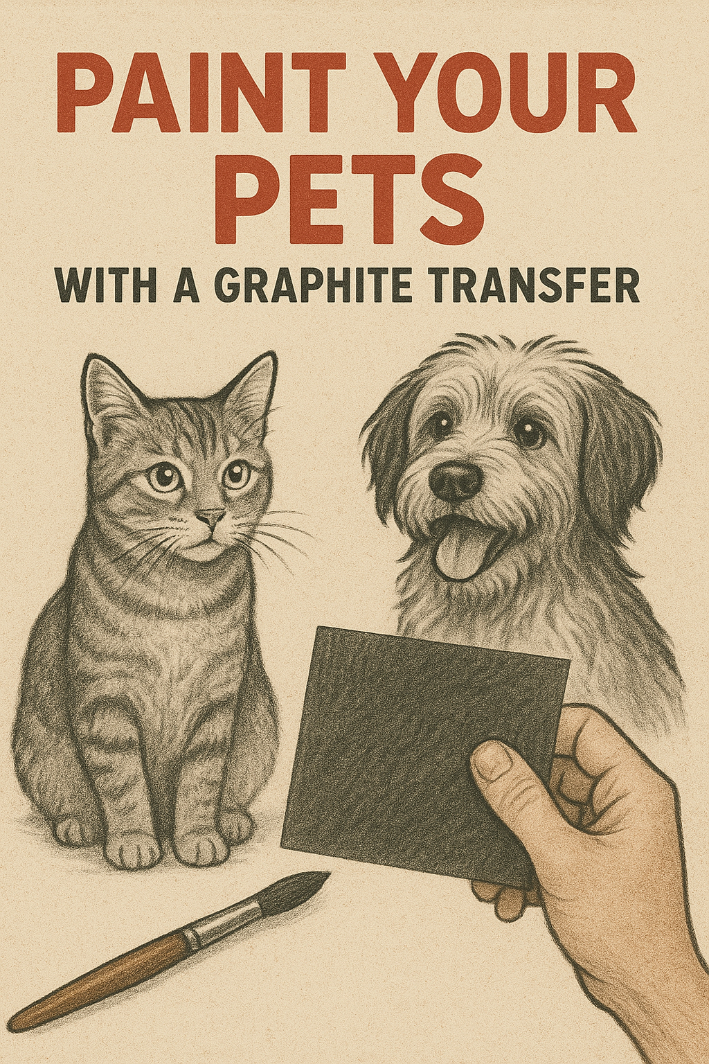 pencil picture of dog and cat