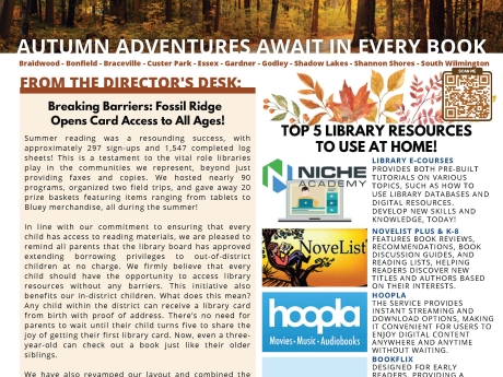 Front cover of Fall 2024 Between the Stacks library newsletter